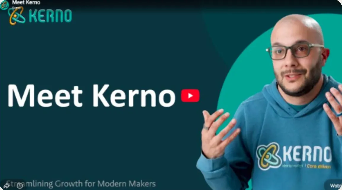 Michael Savino, Kerno co-founder, in a Kerno hoodie: Meet Kerno, streamlining growth for modern makers.